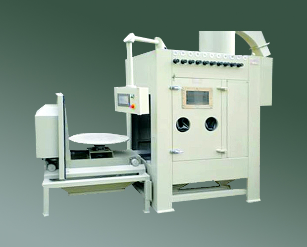 石英坩堝專用噴砂機(jī)，電動(dòng)轉(zhuǎn)臺(tái)自動(dòng)噴砂機(jī)